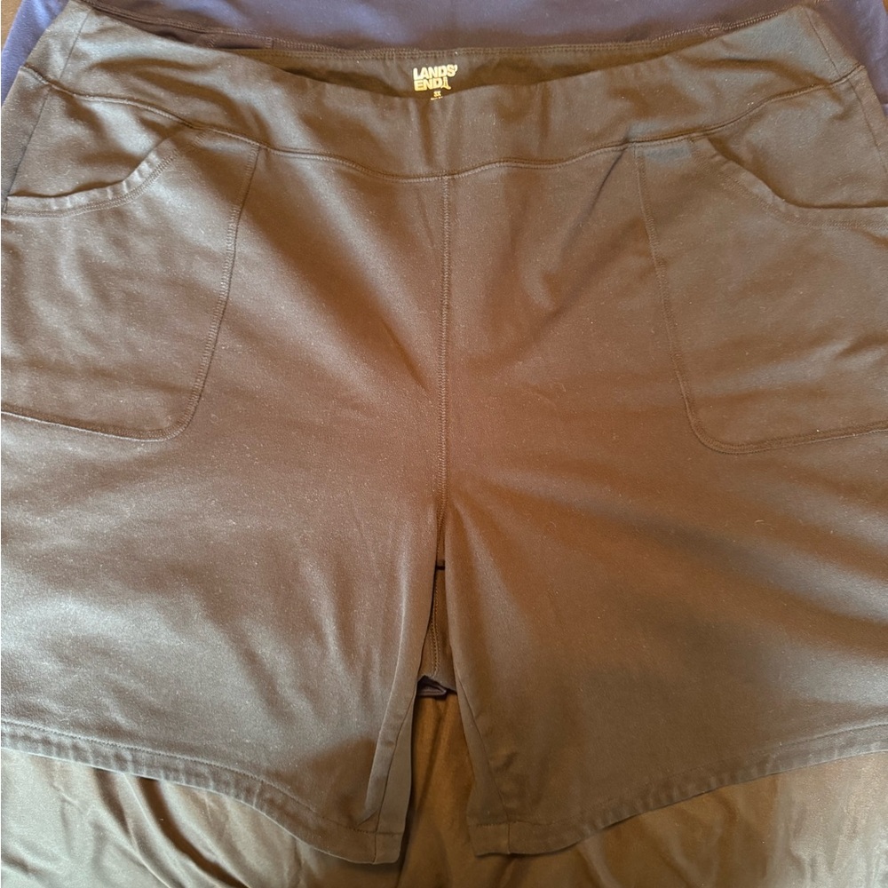 Lands' End Women's Black and Navy (2 pair) Pull On Athletic Shorts